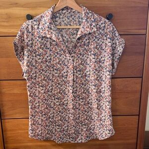 Timeson Short Sleeve Flowy Floral Blouse Size M